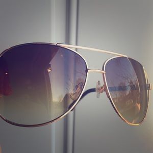 Brown Cascading Aviators with Leather Detailing